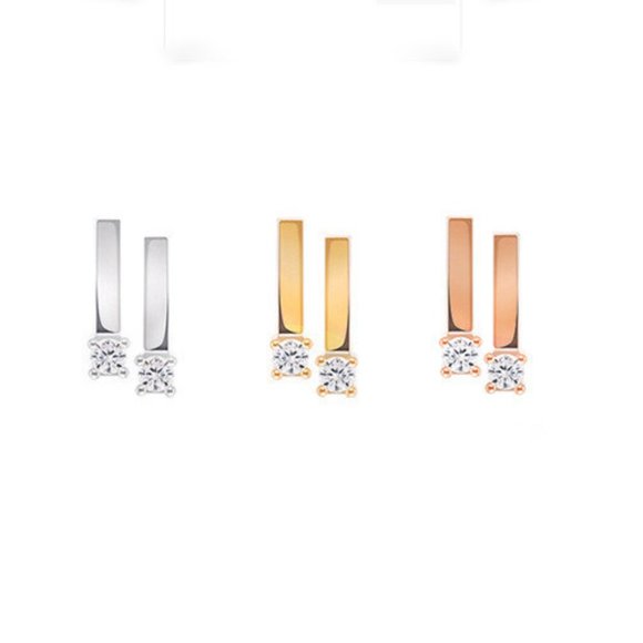 Minimal Jewelry - Sterling Silver Minimal Bar CZ Earrings Studs her